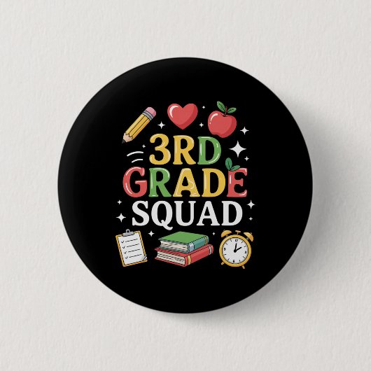 3. Klasse Squad Süß Zurück zur Schule Lehrer Button (Vorderseite)