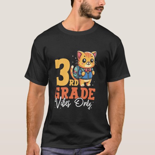 3. Klasse Vibes Nur Niedlich Cat School Funny Boy T-Shirt (Vorderseite)