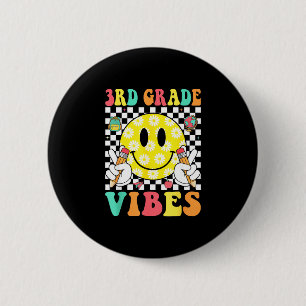 3. Klasse Vibes Retro-Lächeln Gesicht Lehrer Kinde Button