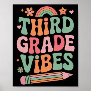3. Klasse Vibes Zurück zur Schule Look Für Kind un Poster