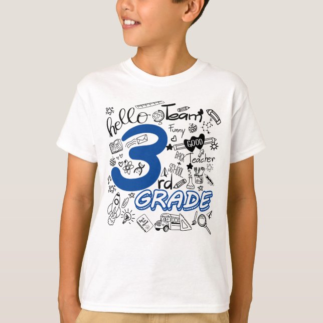 3. Klasse zurück zur Schule Kinder und Lehrer T-Shirt (Vorderseite)