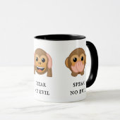 3 Kleine Affen: Sieh kein Böse, höre kein Böses, s Tasse (VorderseiteRechts)
