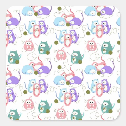 3 Kleine Kätzchen Knittern! Quadratischer Aufkleber (Vorderseite)