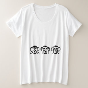 3 kluge Affen Emoji Dreiergruppen Große Größe T-Shirt