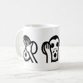 3 kluge Affen Emoji Kaffeetasse (Vorderseite Links)