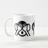 3 kluge Affen Emoji Kaffeetasse (Links)