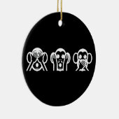 3 kluge Affen Emoji Keramik Ornament (Rechts)