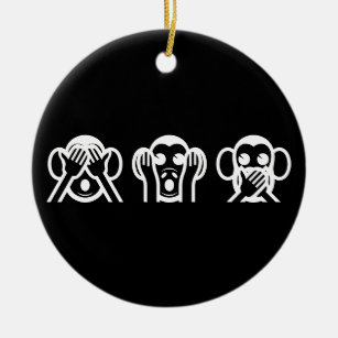 3 kluge Affen Emoji Keramik Ornament