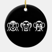 3 kluge Affen Emoji Keramik Ornament (Hinten)
