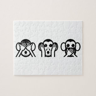 3 kluge Affen Emoji Puzzle