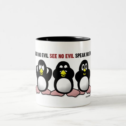 3 kluge Pinguine Zweifarbige Tasse (Mittel)