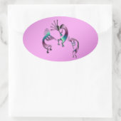 3 Kokopelli 107 Ovaler Aufkleber (Tasche)