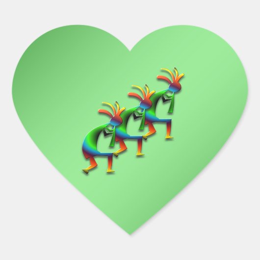 3 Kokopelli #29 Herz-Aufkleber (Vorderseite)