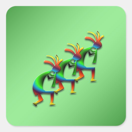 3 Kokopelli #29 Quadratischer Aufkleber (Vorderseite)