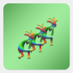 3 Kokopelli #29 Quadratischer Aufkleber