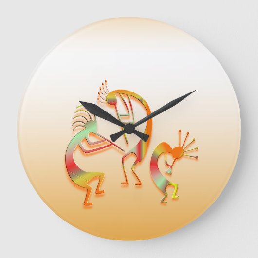 3 Kokopelli #51a Große Wanduhr (Vorderseite)