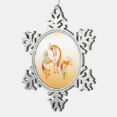 3 Kokopelli #51a Schneeflocken Zinn-Ornament (Rechts)