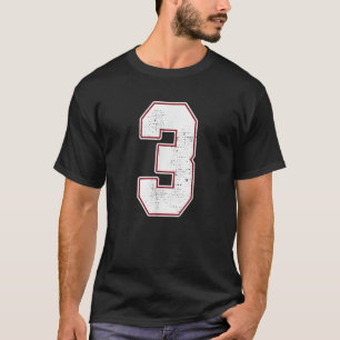 3 Kontur Nummer 3 Fan Varsity Sports Team Blue J T-Shirt