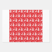 3 Koordination der Red Tan Weihnachtsbaum-Rentiere Geschenkpapier Set (Vorderseite)