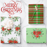 3 Koordiniert Christmas Poinsettia Red Kariert Geschenkpapier Set<br><div class="desc">3 Koordiniert Weihnachts-Poinsettia Karierte Papiertücher</div>