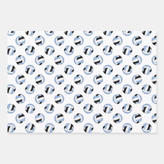 3 koordiniert hellblaue Volleyballbälle Geschenkpapier Set (Vorderseite 3)