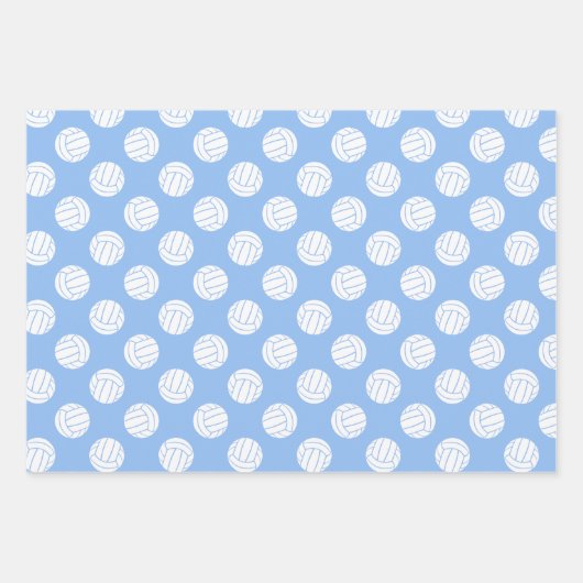3 koordiniert hellblaue Volleyballbälle Geschenkpapier Set (Vorderseite 2)