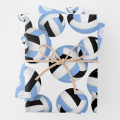3 koordiniert hellblaue Volleyballbälle Geschenkpapier Set (Beispiel)