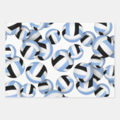3 koordiniert hellblaue Volleyballbälle Geschenkpapier Set (Vorderseite)