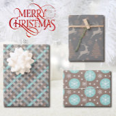 3 Koordinierung der Weihnachtstaupe Grau Türkis Geschenkpapier Set
