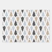 3 Koordinierung Schwarz-weißer Weihnachtsbaumstrei Geschenkpapier Set (Vorderseite)