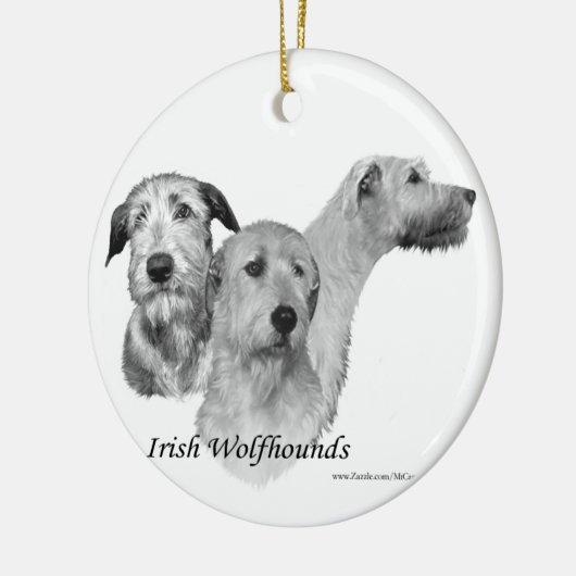 3 Köpfe des irischen Wolfhound Keramikornament (Links)