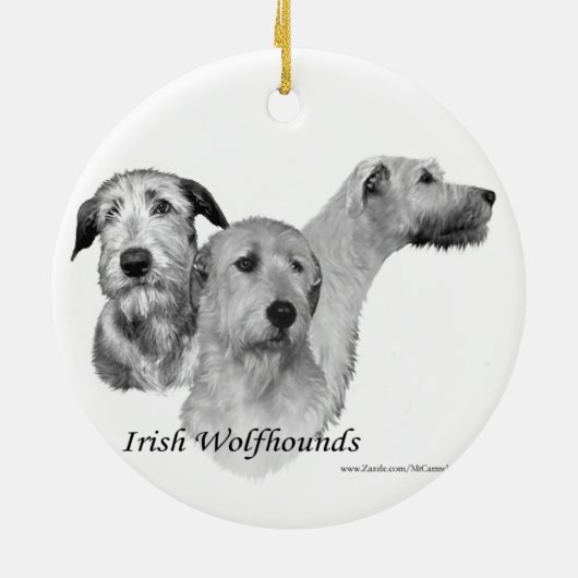 3 Köpfe des irischen Wolfhound Keramikornament (Hinten)