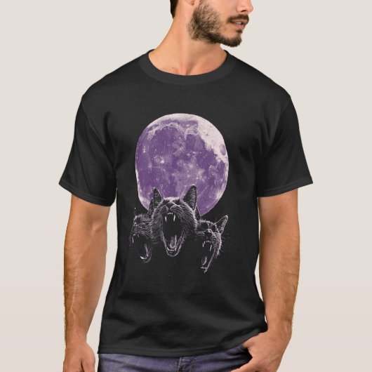 3-köpfige Katzen-Meme Vollmondphase Hexen-Dunkle A T-Shirt (Vorderseite)
