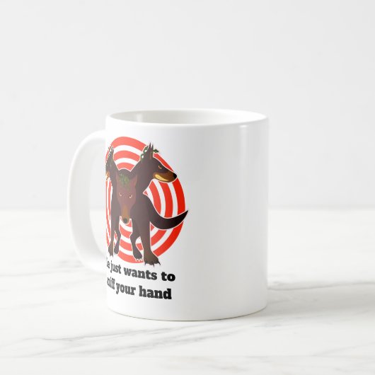 3-köpfiger Cerberus Will er einfach, sich die Hand Kaffeetasse (Vorderseite Links)