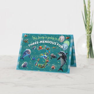 3-köpfiges Party mit benutzerdefinierter, horizont Einladung