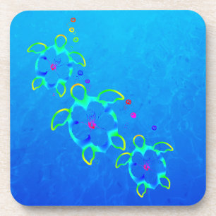 3 Krawatte gefärbte hawaiische Honu Schildkröten Untersetzer