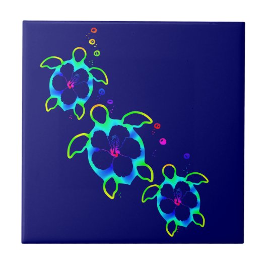 3 Krawatte gefärbte Honu Schildkröten Fliese (Vorderseite)