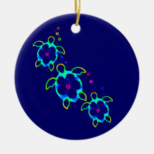 3 Krawatte gefärbte Honu Schildkröten Keramikornament