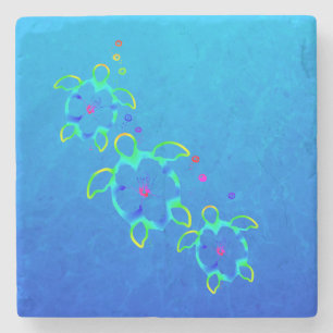 3 Krawatte gefärbte Honu Schildkröten Steinuntersetzer