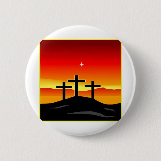 3 Kreuz-Sonnenuntergang Button (Vorderseite)