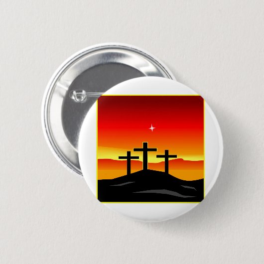 3 Kreuz-Sonnenuntergang Button (Vorne & Hinten)