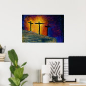 3 Kreuze "Heute bist du bei mir im Paradies" Poster (Heimbüro)