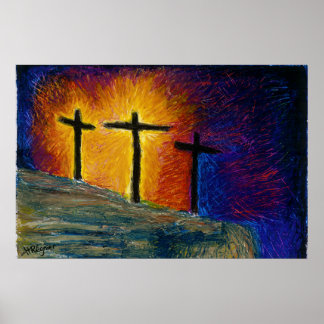 3 Kreuze "Heute bist du bei mir im Paradies" Poster