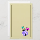 3 Ladybugs in Lila rosa und blau Briefpapier (Vorne/Hinten)