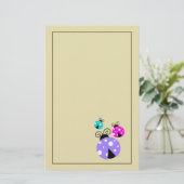 3 Ladybugs in Lila rosa und blau Briefpapier (Stehend Vorderseite)