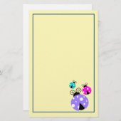 3 Ladybugs in Lila rosa und blau Briefpapier (Vorne/Hinten)