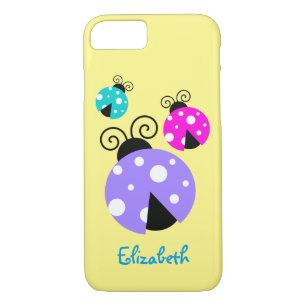3 Ladybugs in Lila rosa und blau Personalisiert Case-Mate iPhone Hülle