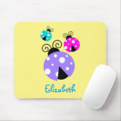 3 Ladybugs in Lila rosa und blau Personalisiert Mousepad (Mit Mouse)