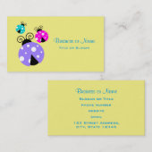 3 Ladybugs in Lila rosa und blau Visitenkarte (Vorne/Hinten)