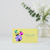 3 Ladybugs in Lila rosa und blau Visitenkarte (Stehend Vorderseite)